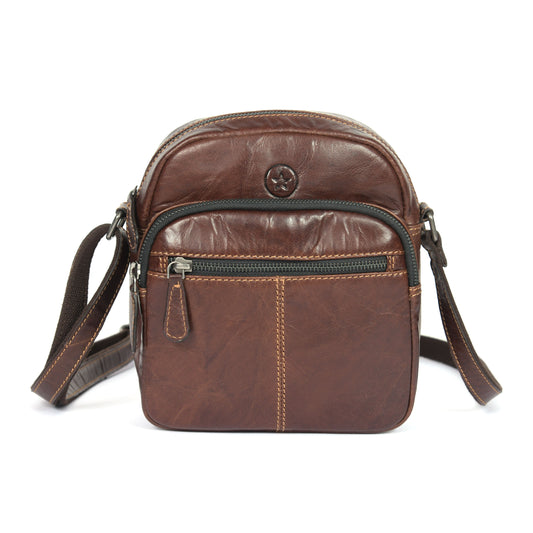 Polaris Leather Messenger Bag - Dark Brown