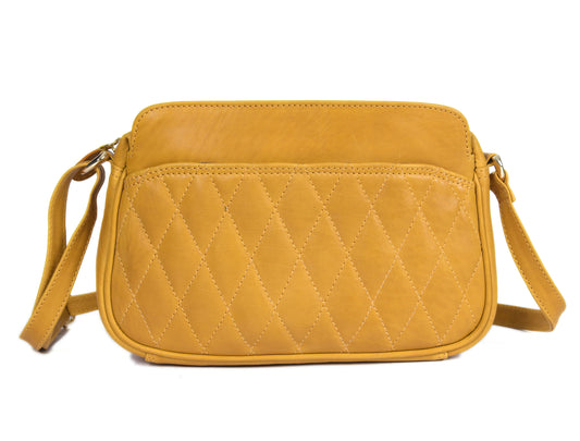 Ardentia Quilted Leather Ladies Crossbody Bag - Mustard