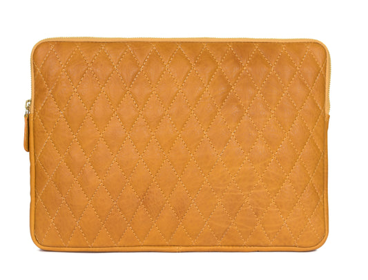Ardentia Quilted Leather Mackbook Sleeve - Mustard