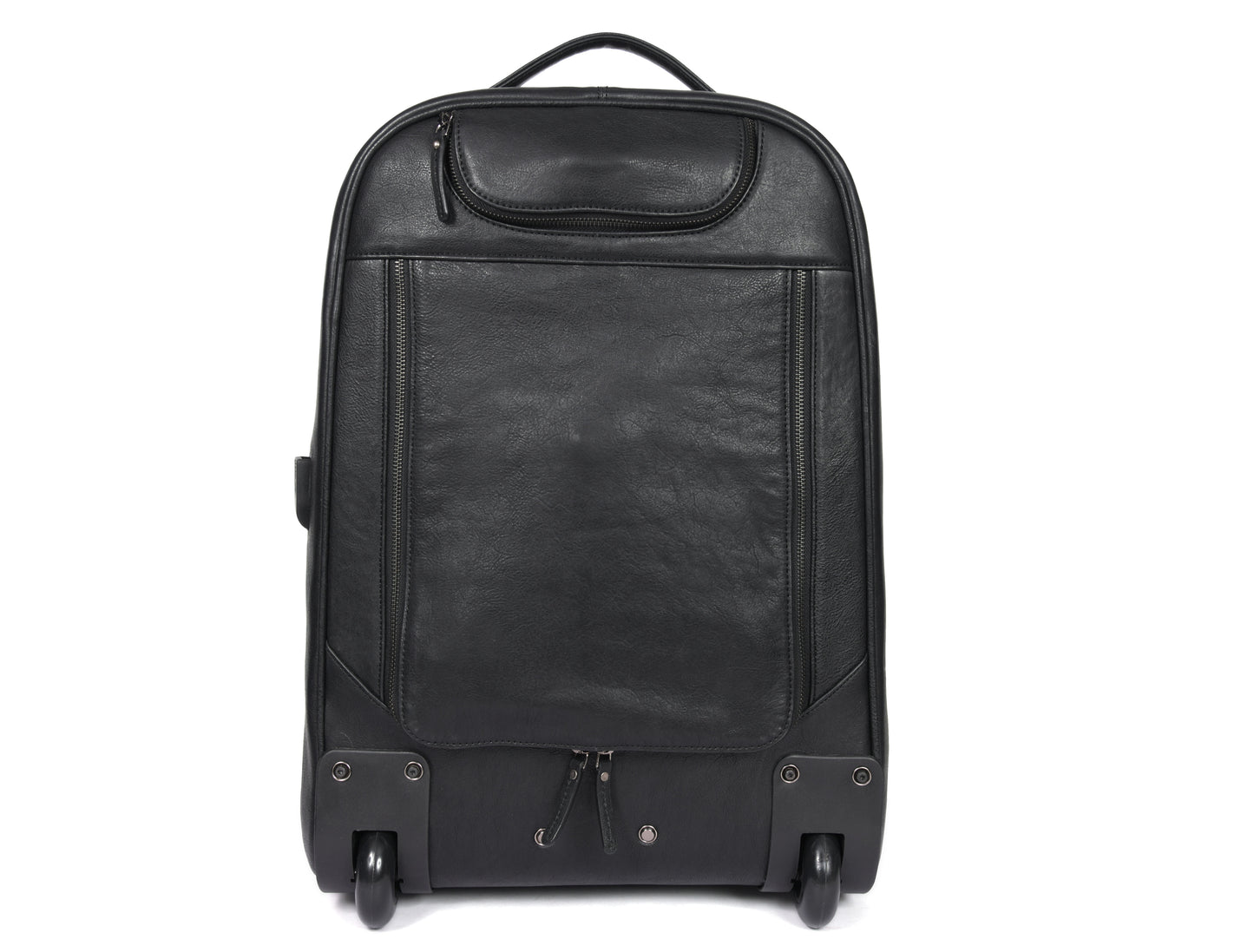 Atria Upcycled Leather Trolley Backpack - Black