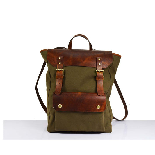 Heritage Trek Leather & Canvas Backpack