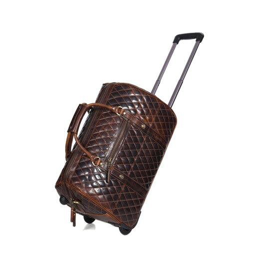 Ascend Quilted Leather Trolley Bag- Brown Be the first to