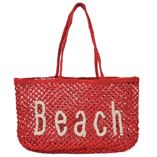 Woven Jute Tote Bag - Beach