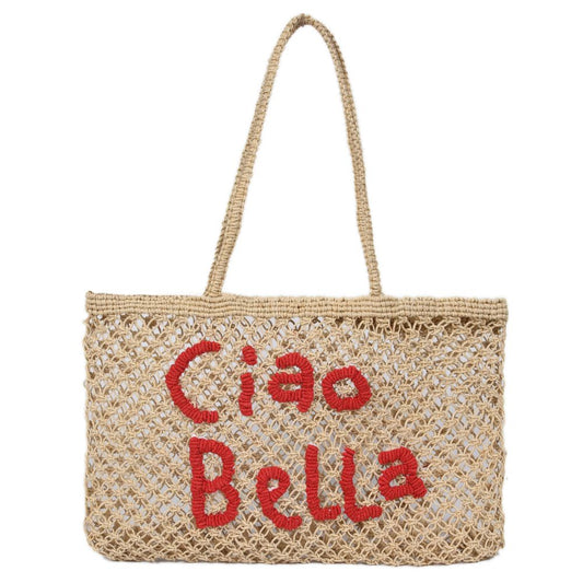 Woven Jute Tote Bag - Ciao Bella