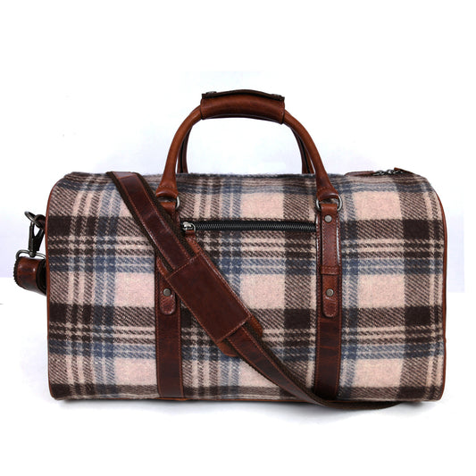 Quasar Leather Tweed Duffle Bag