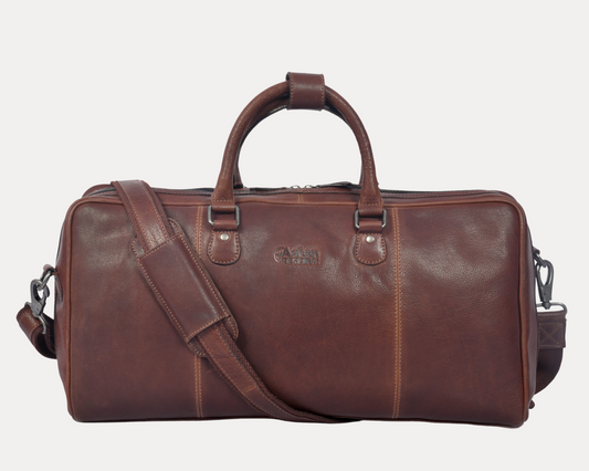 Premium Leather Duffle Bag – Travel Overnight Bag with Shoulder Strap & Spacious Interior (Full-Grain Vintage Tan Leather)