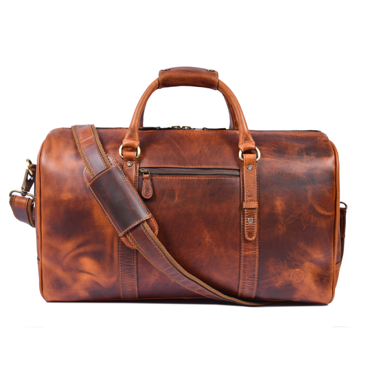 Vintage Brown Leather Travel Duffel Bag