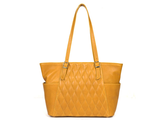 Ardentia Quilted Leather Tote Bag - Mustard
