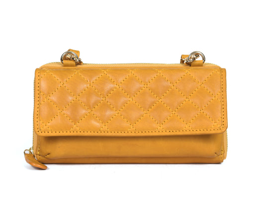 Ardentia Quilted Leather Clutch - Mustard