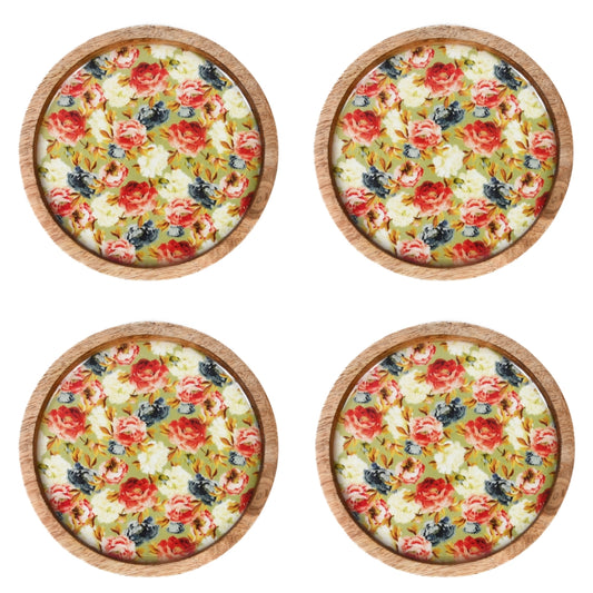 Floral Harmony Costers  ( Set of 4 Pcs )