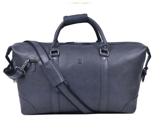 Leather Weekender Duffle Bag - Blue
