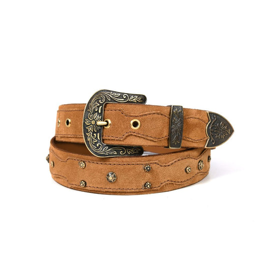 Zynkora Leather Suede Belt - Brown