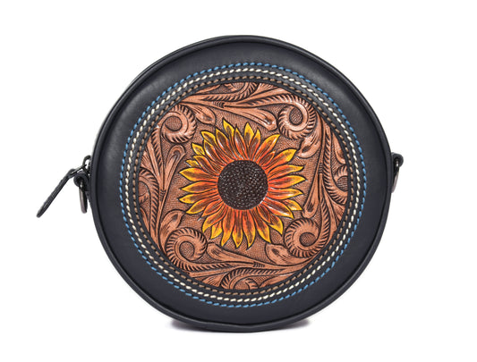 Zelara Tooled Crossbody Bag  Black