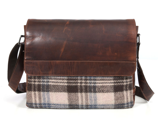 Quasar Leather Tweed Messenger Bag