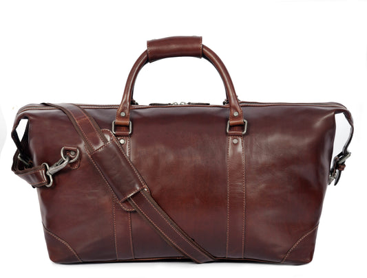 Leather Travel Bag - Walnut Brown - Aaron Leather Goods 
