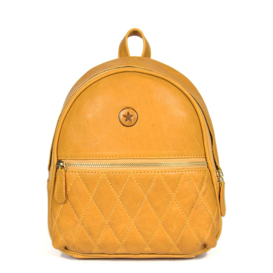 Ardentia Quilted Leather Backpack - Mustard