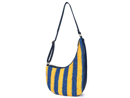 Leather Raffia Shoulder Bag | LB-752