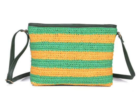 Leather Raffia Crossbody Bag | LB-749