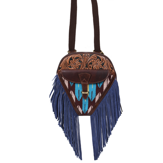 Portland Tooled Leather Kilim Crossbody Bag