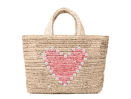 Heart Of Love Rustic Raffia Aztec Handbag