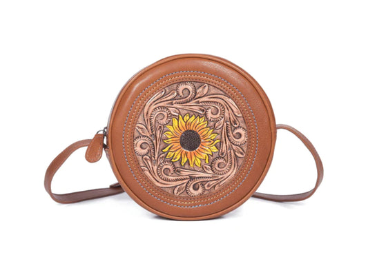 Houston Tooled  Leather Sunflower Crossbody Bag | ( 647 )