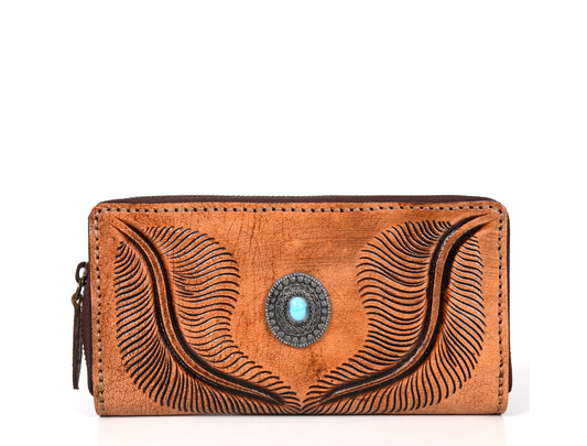 Georgia Hand-Tooled Zipper Wallet | LC-140